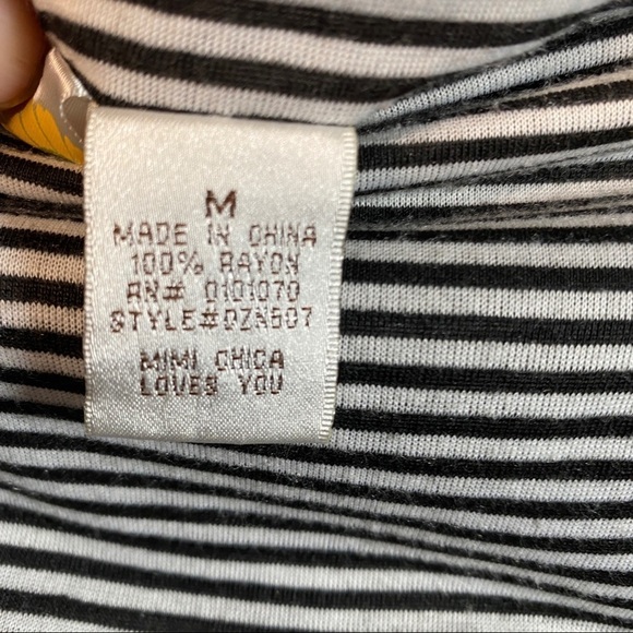 MIMI CHICA Strapless Bandeau dress. Ruched stripe bandeau, gathered skirt. M - Picture 6 of 8